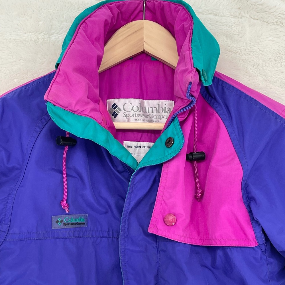 Vintage Columbia Sportswear Criterion Coat Colorblock Purple Teal Magenta 6/8